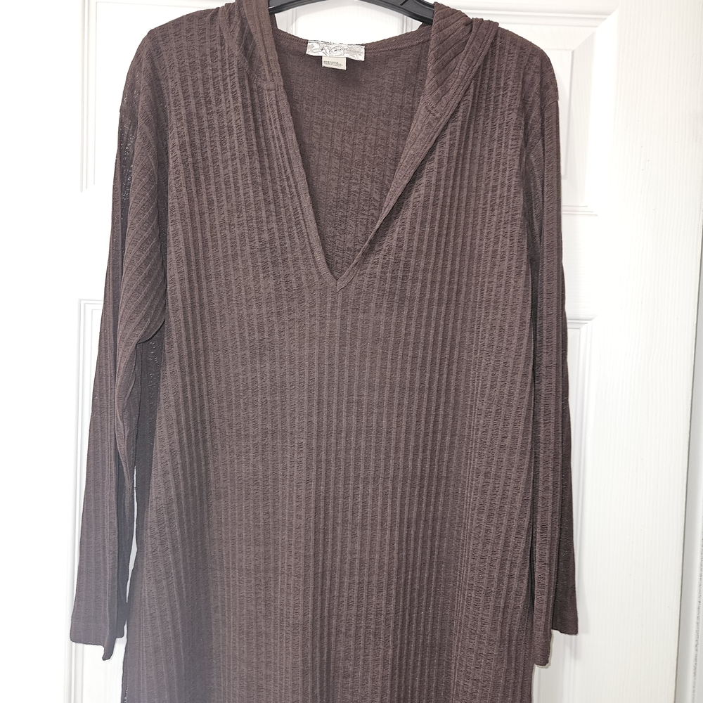 Brown Hooded Swim Coverup